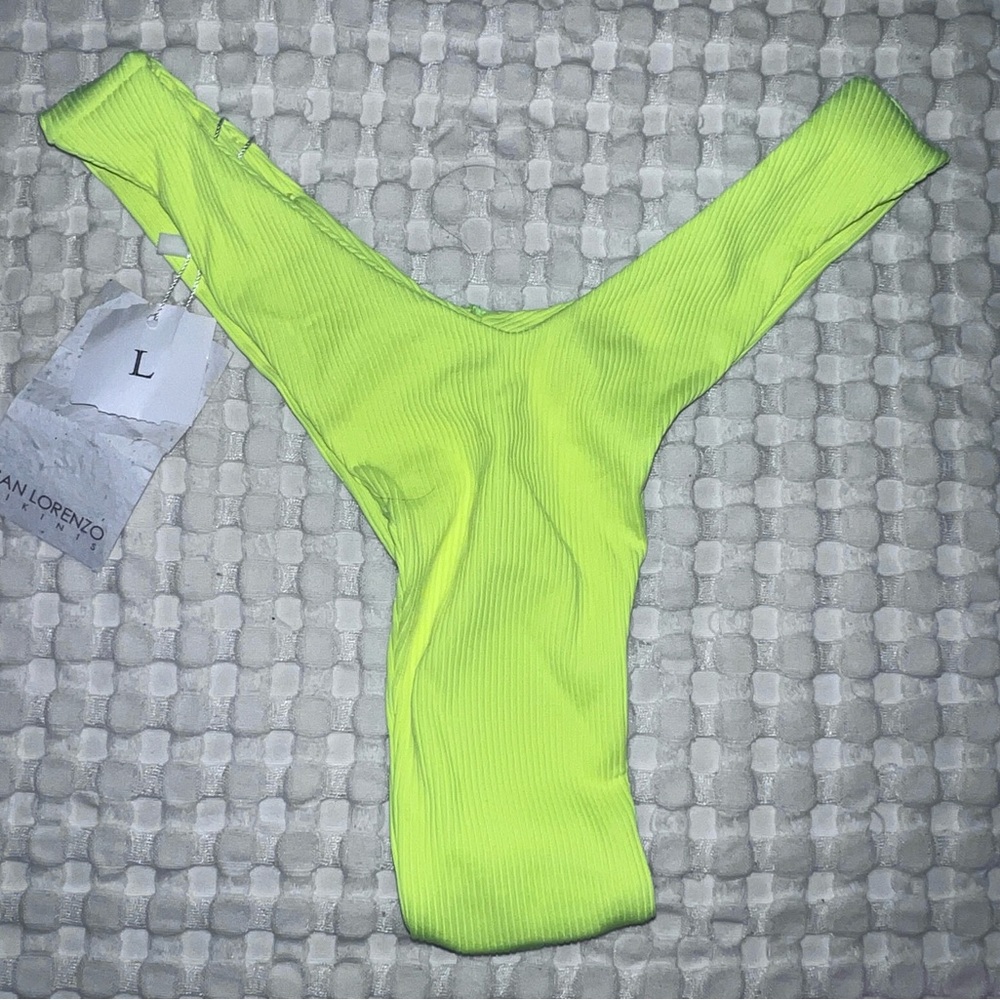 San Lorenzo Women's Neon Yellow Ribbed Bikini Bottom - Large